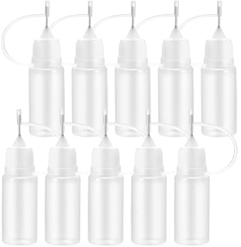 10PCS Needle Tip Applicator Bottles, Precision Tip Applicator Bottles, 10 ml Liquid Dropper Filling Bottles, Squeeze Bottles for Acrylic Painting Quilling Alcohol Ink DIY Quilling Tool(Milky)