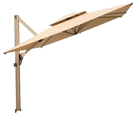 NRNQMTFZ Parasols 2.5m/3m Wall Balcony Patio Umbrella, Garden Furniture Centre Square Wall Mounted Cantilever Tilting Sun Shade Umbrella With Metal Pole(2.5m/8.2ft)