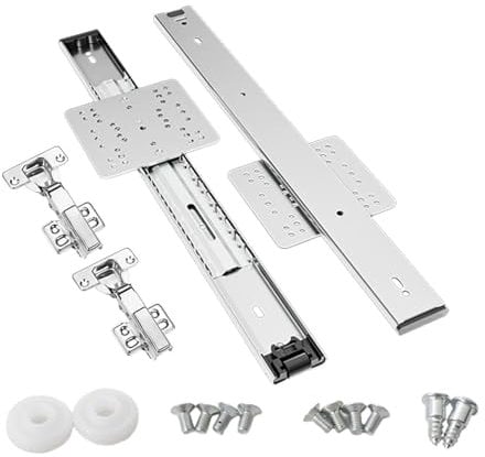 Baoblaze Hidden Flip up Cabinets Door Slide Rails Sliders Pocket Doors Sliding Door Hardware Kit for Home Cupboards Household Bookcase, 500mm