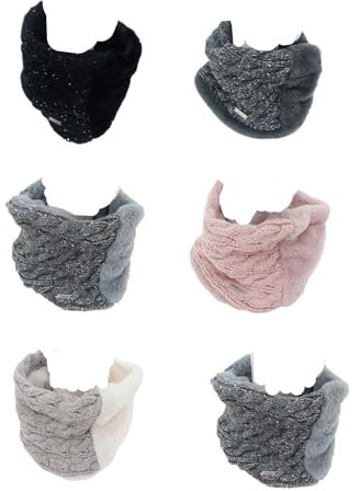 Antonio Winter Damen Loop 2er pack Geflochten Teddy Wollschal Pelzig und Hautfreundlich Weicher Winter schal Warme Ideal Für Kalte Wintertage geschenk (2, Grau/Schwarz)