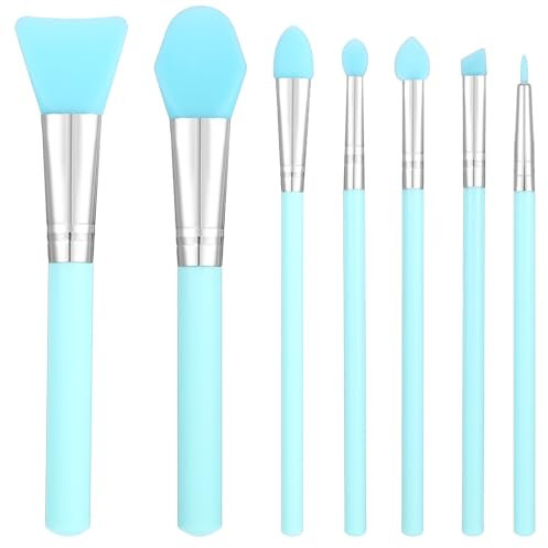 Nogeqi Lot de 7 pinceaux de maquillage en silicone pour le visage - Pinceau de maquillage en silicone souple et flexible - Pour masque d'argile, sérum