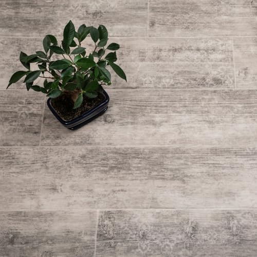 FloorPro Neutral Forest Oak Vinyl Plank Design Vinyl Roll Flooring White Grey Stylish Plank Pattern Cushioned Bathroom Kitchen Lino Flooring (1, 6metres x 4metres (19ft 8 x 13ft 1))