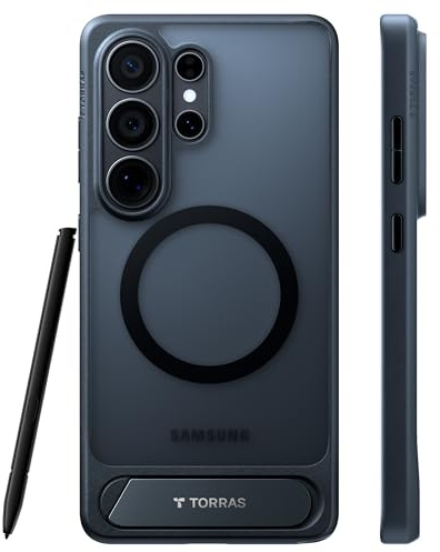 TORRAS Ostand L1 für Samsung Galaxy S26 Ultra Hülle mit MagSafe, Schwarz | Titan-Ständer, Starke Magnetkraft, für Samsung Galaxy S26 Ultra Case, Angenehme Haptik, Fingerabdruckarm, Stoßfest, Kratzfest