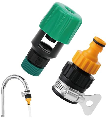 2 Pack Hose Tap Connector, 12-16mm Universal Tap Hose Connector Garden Tap Hose Fitting Set Faucet Adapter with Stainless Steel Collar, Quick Connect Tap to Hose Adapter for Washing & Cleaning