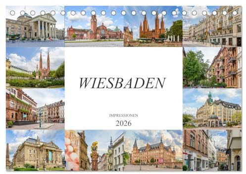 Wiesbaden Impressionen (Tischkalender 2026 DIN A5 quer), CALVENDO Monatskalender: Zwölf einmalig wunderschöne Bilder der Landeshauptstadt Wiesbaden (CALVENDO Orte)