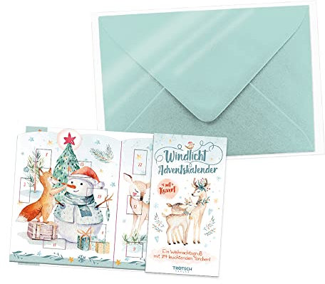 Trötsch Postkarte zum Aufstellen Windlicht-Adventskalender Winterwald: Karte Weihnachtskarte