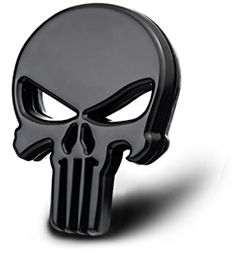 DSYCAR 1 Pcs 3D Metall Schädel Auto Aufkleber Logo Emblem Abzeichen Aufkleber Aufkleber Auto Styling DIY Dekoration Zubehör für Universal Cars Moto Bike , Dekorative Zubehör (Schwarz)