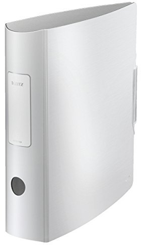 Leitz Qualitäts-Ordner 180° Active Style in gebürsteter Alu-Optik, A4, runder Rücken, 8,2 cm Breite, Gummibandverschluss (2er Pack, Arktik-Weiß)