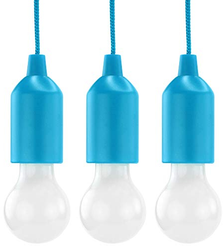 HyCell Pull Light 3er Set mit Zugschalter inkl. AAA Batterien - Tragbare LED Lampe warmweiß - Mobile Leuchte ideal für Garten Schuppen Zelt Camping Dachboden Kleiderschrank oder Party Dekoration