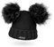 Neverless® gefütterte Damen Strickmütze mit Doppel-Fell-Bommel und Fleece Futter, Winter-Mütze, Bommelmütze schwarz