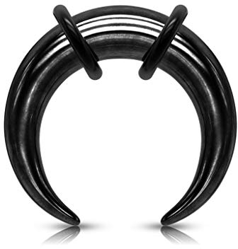 beyoutifulthings Dehn-Stab Taper Buffalo Horn Edelstahl Schwarz O-Ring Dehnanhänger Universal-Piercing Ohr-Piercing Ohr-Schmuck 6mm