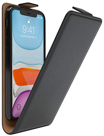 EAZY CASE Hülle kompatibel mit iPhone 11 Flip Cover zum Aufklappen, Handyhülle aufklappbar, Schutzhülle, Flipcover, Flipcase, Flipstyle Case vertikal klappbar, aus Kunstleder, Schwarz