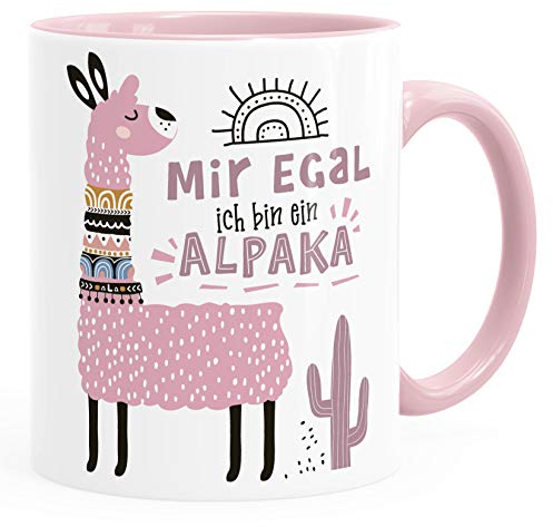 SpecialMe® Kaffeetasse Spruch Mir egal ich bin ein Alpaka - Alpaka-Motiv Lama Geschenk Alpaka-Liebhaber Bürotasse Rosa inner-rosa Keramik-Tasse