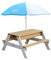 AXI Nick Table Sable et Eau/Pique Nique avec Parasol en Bois Marron et Blanc | 95 x 97 x 48 cm | avec Couvercle, Boîtes de Rangement & Parasol | Extérieur pour Le Jardin