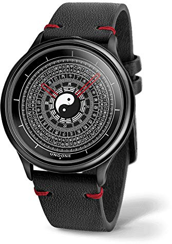 Undone Zen CARTOGRAPH FENG Mechanische Hybrid Quarz Schwarz Leder Rot Unisex Uhr