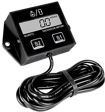 Jayron Contador de Horas del Tacómetro Digital LCD,Intervalo de Mantenimiento Programable y Reiniciable,Superficie Impermeable,uso para el Generador de Tractor Cortacésped ZTR
