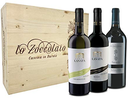 Lo Zoccolaio Langhe Chardonnay + Piemonte Rosso + Barbera d'Alba Vin Italien dans Bois Cas 3 Bouteilles x 75 cl