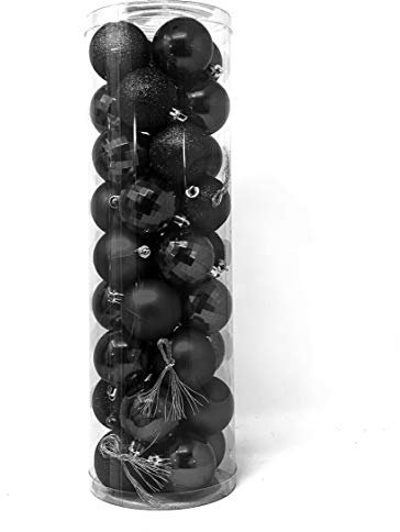 allgala 36 palline ornamentali natalizie da 5 cm, per albero di Natale, stile 4, colore nero