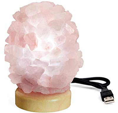 Lampada da quarzo della rosa del quarzo della rosa di cristallo Lampada naturale della lampada del quarzo della luce naturale della luce della luce della camera da letto della decorazione della base d
