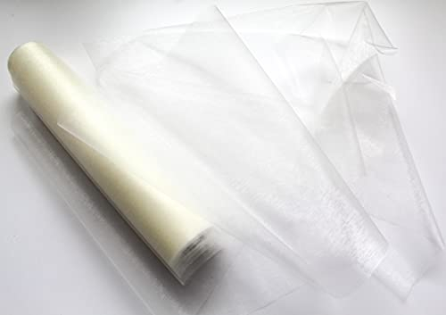 CaPiSo Organza 25m Mega-Rolle 30cm Organzaband Dekoration Tischband Hochzeit Dekoband Hochzeitsdekoration (Creme)