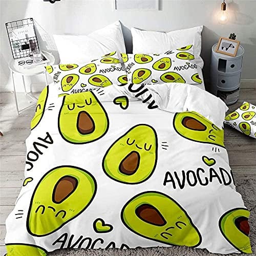 LYJJYA 3D Bettwäsche Bettbezug Avocado-Herz 135x200 cm weiche Flauschige Bettwäsche Mikrofaser 3 teilig mit Reißverschluss
