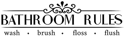 SUPERDANT Adesivi Murali con Regole del Bagno da 1 Foglio Adesivi Murali con Scritte di Famiglia Adesivi con Frasi di Ispirazione per Decorazioni per della Camera da Letto Vivente, Nero (51x14 cm)