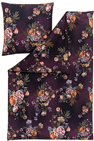 ESTELLA Bettwäsche Grazia | Pflaume | 135x200 + 80x80 cm | bügelfreie Interlock-Jersey-Qualität | pflegeleicht und trocknerfest | ideale Vier-Jahreszeiten-Bettwäscheset | 100% Baumwolle