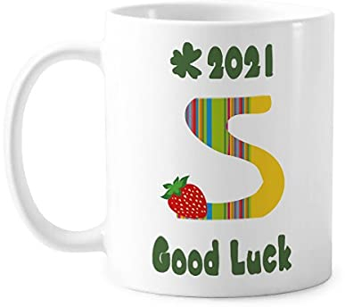s Alphabet Fraises Mignon schéma Bonne Chance pour 2021 Mug Poterie Céramique Café Porcelaine Tasse Vaisselle
