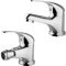 Set miscelatori Bagno lavabo e Bidet Serie Italia, in Ottone Cromato, Completo di piletta con salterello