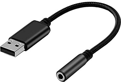 Bolwins L05S USB auf 3,5mm Stereo Klinkenadapter (4-polig CTIA) für Kopfhörer und Lautsprecher + 4-poliges Mikrofon – Externe USB Soundkarte, Plug-and-Play, 12 cm Kabel