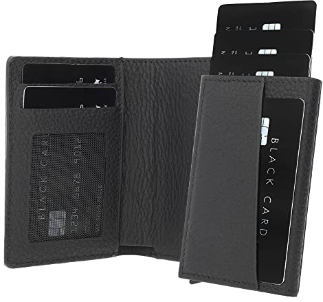 Solo Pelle Leder Geldbörse mit abnehmbarem Kartenetui + Münzfach für 15 Karten + Geldscheine geeignet | Kreditkartenetui mit RFID Magic Q-Wallet (Matt Schwarz)