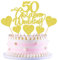 Blumomon 25Pcs 50th Wedding Anniversary Cake Toppers Gold Glitter 50th Golden Wedding Anniversary Heart Cake Decoration for Celebration 50 Golden Wedding Party Supplies