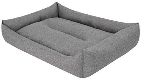 Bjird Hundebett - Hundekorb für kleine mittelgroße & große Hunde - Hundekissen - Hundesofa - Bezug abnehmbar und waschbar - Eco Ökoleinen - Größe: M - Dunkelgrau