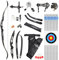 Bogenschießen Takedown Recurve Bogen und Pfeile Set ILF Wurfarme und Bogen Riser 20-40lbs Jagdbogen Aluminium Rechte Hand Recurvebogen Erwachsene Sportbogen (36LBS, Schwarz)