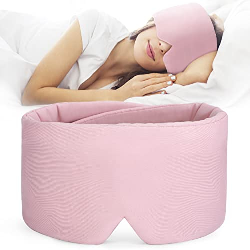 FRESHME Lichtblockierende Schlafmaske, handgefertigte Augenschattenabdeckung, weiche und atmungsaktive Schlaf-Augenbinde für Reisen, Flugschlafen, Rosa