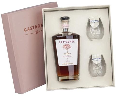 CASTAGNER GRAPPA RISERVA 5 ANNI BARRIQUE IN CILIEGIO 70 CL CONFEZIONE REGALO CON 2 BICCHIERI