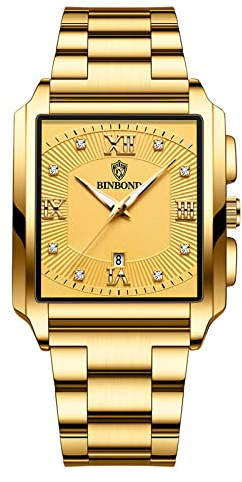 Avaner Herren Armbanduhr mit Quadratisches Zifferblatt Edelstahl Herren Uhr Kalenderfunktion Analog Quarzwerk wasserdichte Business Uhr für Männer