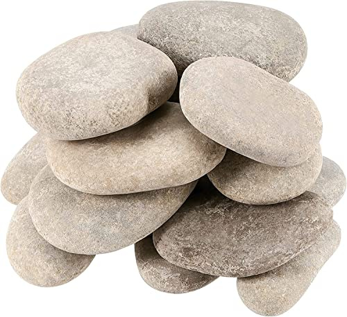 SINJEUN 16 PCS 8-11cm Painting Rocks, Craft Stone, Bulk River Rocks for Painting Crafts, Decoration, Smooth Kindness Rocks Mandala Favors