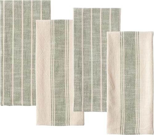 KAF Home Cotton Kitchen Towels - Set Of 4 Rustic Tea Towels - Multi-Purpose Absorbent Cleaning & Dish Cloth (Olive)