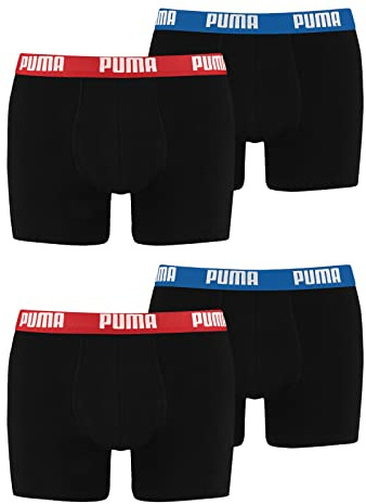PUMA 4 er Pack Boxer Boxershorts Men Herren Unterhose Pant Unterwäsche, Farbe:Red/Blue, Bekleidungsgröße:XL