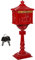 STILISTA Antiker Standbriefkasten 118 cm aus rostfreiem Aluminium, Farbwahl, Rot