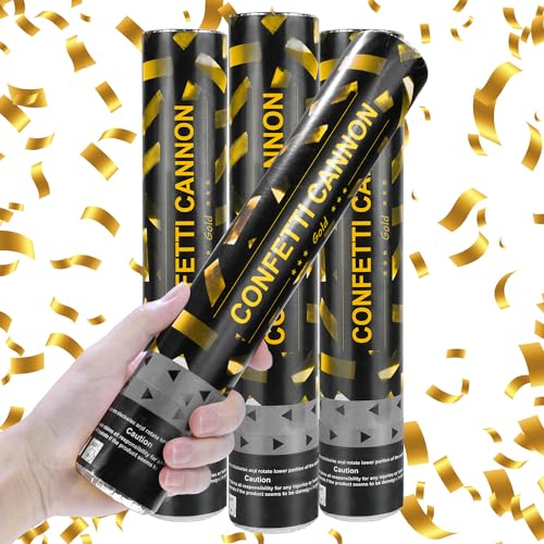 Hanwin® Konfettikanonen 4 Pieces, Paper Party Popper, Konfetti Popper,Konfetti Shooter for Wedding, Birthday, Baby Welcome Party (Gold)