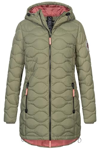 Sublevel Damen Winter Jacke Mantel Parka Steppjacke Steppmantel Wintermantel, Farbe:Olive, Größe:XXL 44