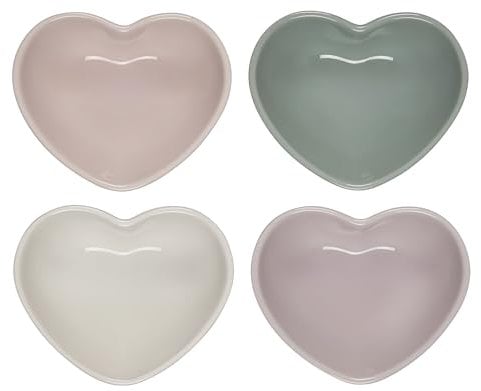 Le Creuset Lot de 4 mini bols en céramique en forme de cœur Couleurs mélangées