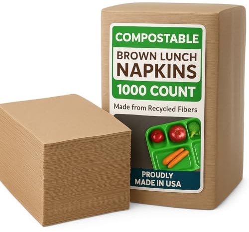 Brown Disposable Paper Napkins (1000 Count), Eco Friendly Tan Napkins Bulk for Restaurants, Dinner Parties and Crafts