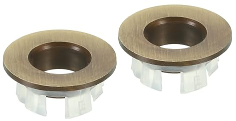PATIKIL Überlauf Ring 2Stk Spüle Runde Abdeckung Waschbecken Zierleiste Messing Einsatz Loch Runde Deckel für Küche Bad Bronze