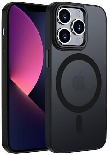 ORDA Magnetisch Hülle für iPhone 13 Pro 6,1 Zoll Kompatibel mit MagSafe,für iPhone 13 Pro Case Durchscheinende Matt Handyhülle Rückseite Dünn Stoßfest Schutzhülle Schwarz