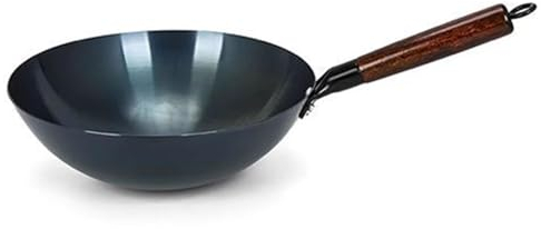 Haofy Poêle Wok Antiadhésive à Fond Rond en Fer Chinois Traditionnel pour la Cuisine à la Maison et au Restaurant (38 cm)