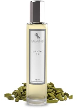 Arabian Opulence FR347 SANTA 33 Roll-on Parfümöl | Konzentriertes Parfüm Körperöl | Langanhaltendes Parfüm auf Ölbasis für Männer und Frauen | Reisegröße Alkoholfreies Parfümöl Flasche (15ml)