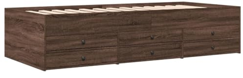 vidaXL Tagesbett, Gästebett mit 6 Schubladen mit Rollen, Schlafsofa für Schlafzimmer, Bettsofa Sofabett Daybed Bett, Braun Eichen-Optik 100x200cm Holzwerkstoff